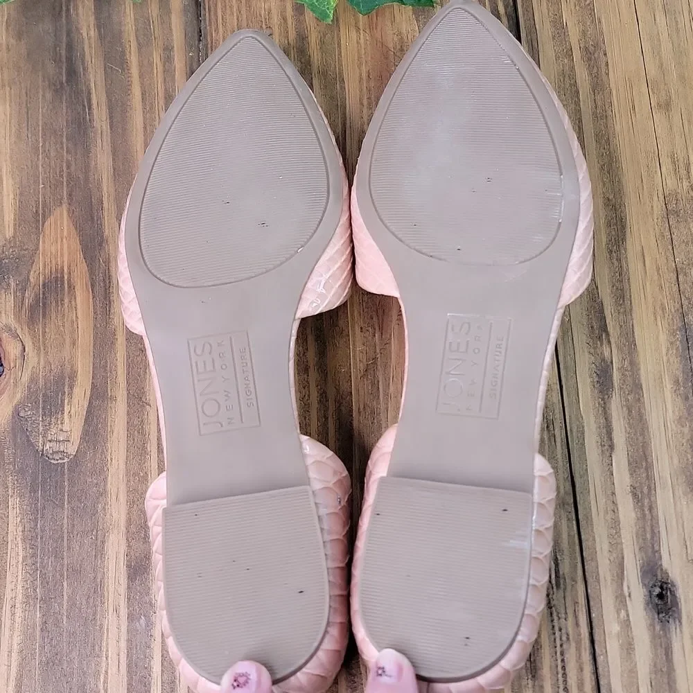 Jones. New York. Seneca. Chic Steps Pink Croc-Embossed Flats. Size 7.5. NWOT